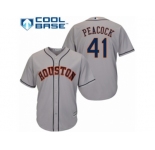 Men Majestic Houston Astros #41 Brad Peacock Replica Grey Road Cool Base MLB Jersey