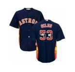 Men Majestic Houston Astros #53 Ken Giles Authentic Navy Blue Team Logo Fashion Cool Base MLB Jersey