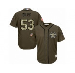 Men Majestic Houston Astros #53 Ken Giles Replica Green Salute to Service MLB Jersey