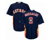 Men Majestic Houston Astros #9 Marwin Gonzalez Authentic Navy Blue Team Logo Fashion Cool Base MLB Jersey