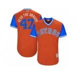 Men's 2017 Little League World Series Astros Chris Devenski #47 Devo the Dragon Orange Jersey