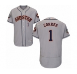 Men's Houston Astros #1 Carlos Correa Grey Road Flex Base Authentic Collection 2019 World Series Bound Baseball Jersey