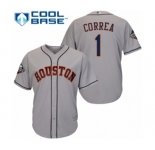 Men's Houston Astros #1 Carlos Correa Replica Grey Road Cool Base 2019 World Series Bound Baseball Jersey