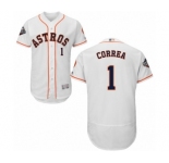 Men's Houston Astros #1 Carlos Correa White Home Flex Base Authentic Collection 2019 World Series Bound Baseball Jersey