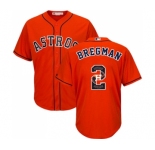 Men's Houston Astros #2 Alex Bregman Authentic Orange Team Logo Fashion Cool Base Baseball Jersey