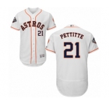 Men's Houston Astros #21 Andy Pettitte White Home Flex Base Authentic Collection 2019 World Series Bound Baseball Jersey
