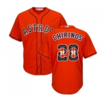 Men's Houston Astros #28 Robinson Chirinos Authentic Orange Team Logo Fashion Cool Base Baseball Jersey