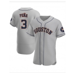 Men's Houston Astros #3 Felix Peña Grey Road Flex Base Authentic Collection Baseball Jersey