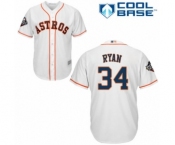 Men's Houston Astros #34 Nolan Ryan Replica White Home Cool Base 2019 World Series Bound Baseball Jersey