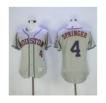Men's Houston Astros #4 George Springer Majestic Grey Flexbase Authentic Collection Player Jersey