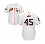 Men's Houston Astros #45 Carlos Lee Replica White Home Cool Base 2019 World Series Bound Baseball Jersey