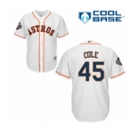 Men's Houston Astros #45 Gerrit Cole Replica White Home Cool Base 2019 World Series Bound Baseball Jersey