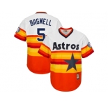 Men's Houston Astros #5 Jeff Bagwell Majestic Orange Multi Fashion 2017 Hall of Fame Cooperstown Collection Patch Cool Base Jersey