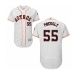 Men's Houston Astros #55 Ryan Pressly White Home Flex Base Authentic Collection Baseball Jersey