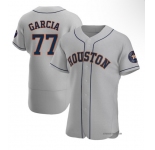 Men's Houston Astros #77 Luis Garcia Grey Road Flex Base Authentic Collection Baseball Jersey