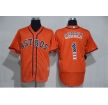 Men's Majestic Houston Astros #1 Carlos Correa Orange USA Flag Fashion MLB Jersey