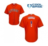 Men's Majestic Houston Astros #1 Carlos Correa Replica Orange USA Flag Fashion MLB Jersey