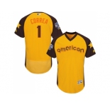 Men's Majestic Houston Astros #1 Carlos Correa Yellow 2016 All-Star American League BP Authentic Collection Flex Base MLB Jersey