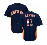 Men's Majestic Houston Astros #11 Evan Gattis Authentic Navy Blue Team Logo Fashion Cool Base MLB Jersey