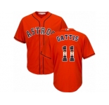 Men's Majestic Houston Astros #11 Evan Gattis Authentic Orange Team Logo Fashion Cool Base MLB Jersey