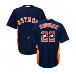 Men's Majestic Houston Astros #22 Josh Reddick Authentic Navy Blue Team Logo Fashion Cool Base MLB Jersey