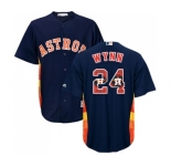 Men's Majestic Houston Astros #24 Jimmy Wynn Authentic Navy Blue Team Logo Fashion Cool Base MLB Jersey