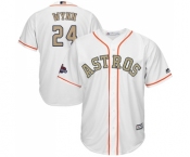 Men's Majestic Houston Astros #24 Jimmy Wynn Replica White 2018 Gold Program Cool Base MLB Jersey