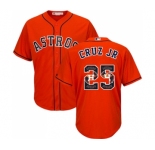 Men's Majestic Houston Astros #25 Jose Cruz Jr. Authentic Orange Team Logo Fashion Cool Base MLB Jersey