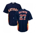 Men's Majestic Houston Astros #27 Jose Altuve Authentic Navy Blue Team Logo Fashion Cool Base MLB Jersey