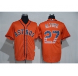 Men's Majestic Houston Astros #27 Jose Altuve Orange USA Flag Fashion MLB Jersey