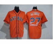 Men's Majestic Houston Astros #27 Jose Altuve Orange USA Flag Fashion MLB Jersey