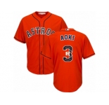 Men's Majestic Houston Astros #3 Norichika Aoki Authentic Orange Team Logo Fashion Cool Base MLB Jersey