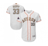 Men's Majestic Houston Astros #33 Mike Scott White 2018 Gold Program Flex Base Authentic Collection MLB Jersey