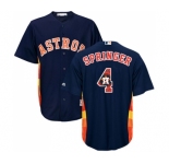 Men's Majestic Houston Astros #4 George Springer Authentic Navy Blue Team Logo Fashion Cool Base MLB Jersey