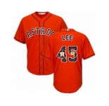 Men's Majestic Houston Astros #45 Carlos Lee Authentic Orange Team Logo Fashion Cool Base MLB Jersey