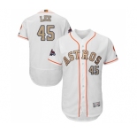 Men's Majestic Houston Astros #45 Carlos Lee White 2018 Gold Program Flex Base Authentic Collection MLB Jersey