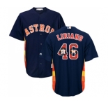 Men's Majestic Houston Astros #46 Francisco Liriano Authentic Navy Blue Team Logo Fashion Cool Base MLB Jersey