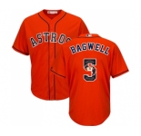 Men's Majestic Houston Astros #5 Jeff Bagwell Authentic Orange Team Logo Fashion Cool Base MLB Jersey
