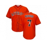 Men's Majestic Houston Astros #7 Craig Biggio Authentic Orange Team Logo Fashion Cool Base MLB Jersey