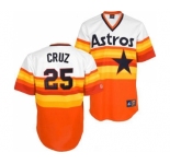 Men's Mitchell and Ness Houston Astros #25 Jose Cruz Jr. Authentic White Orange Throwback MLB Jersey