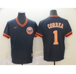 Men's Nike Houston Astros #1 Carlos Correa Navy Blue M&N MLB Jersey