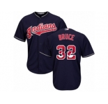 Cleveland Indians #32 Jay Bruce Authentic Navy Blue Team Logo Fashion Cool Base MLB Jersey
