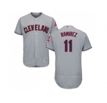 Men Cleveland Indians #11 Jose Ramirez Grey Flexbase Authentic Collection Stitched MLB Jersey