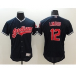 Men Cleveland Indians #12 francisco lindor Majestic Navy Blue Flexbase Authentic Collection Jersey