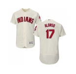 Men Cleveland Indians #17 Yonder Alonso Cream Flexbase Authentic Collection Stitched MLB Jersey
