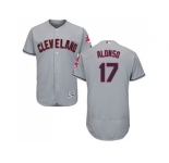 Men Cleveland Indians #17 Yonder Alonso Grey Flexbase Authentic Collection Stitched MLB Jersey