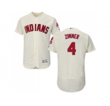 Men Cleveland Indians #4 Bradley Zimmer Cream Flexbase Authentic Collection Stitched MLB Jersey