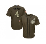 Men Cleveland Indians #4 Bradley Zimmer Green Salute to Service Stitched MLB Jersey