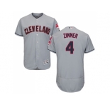 Men Cleveland Indians #4 Bradley Zimmer Grey Flexbase Authentic Collection Stitched MLB Jersey