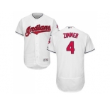 Men Cleveland Indians #4 Bradley Zimmer White Flexbase Authentic Collection Stitched MLB Jersey
